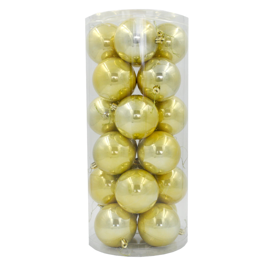 PALE GOLD 70mm Christmas Baubles Pearl 24 Pack