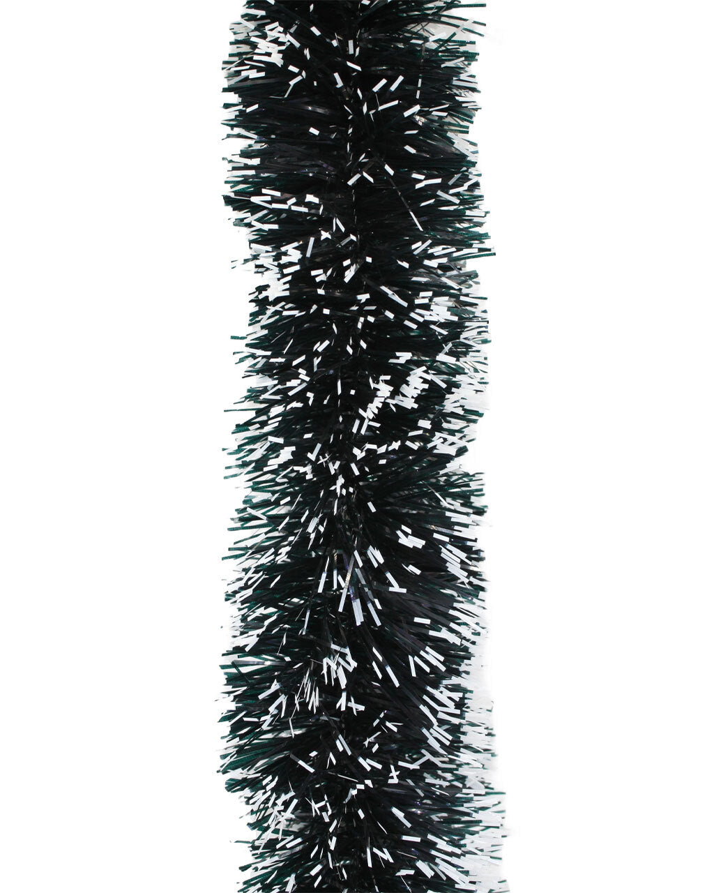10m DARK GREEN with WHITE TIP Christmas Tinsel 200mm wide