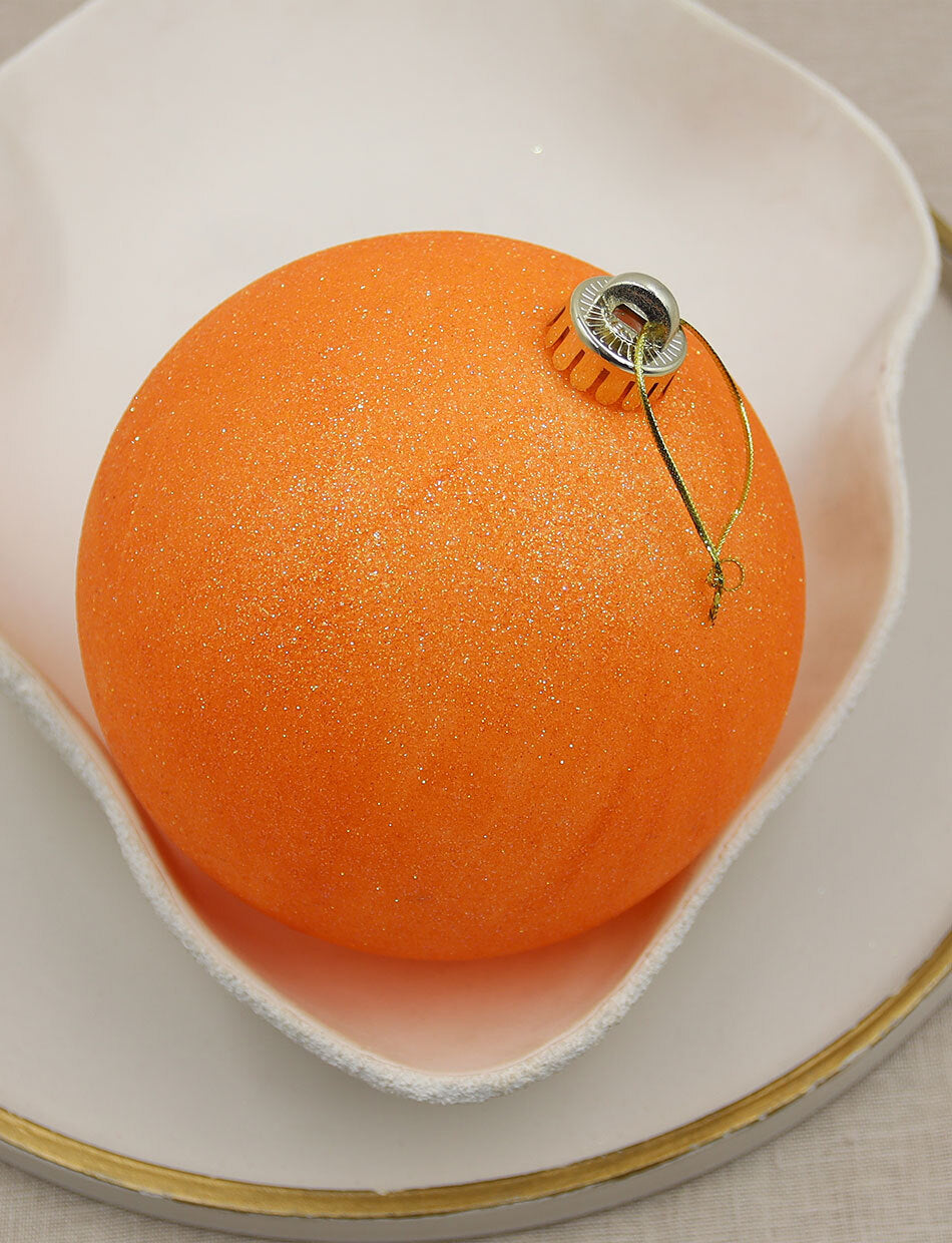 Orange 150mm Fluro Glitter Christmas Bauble