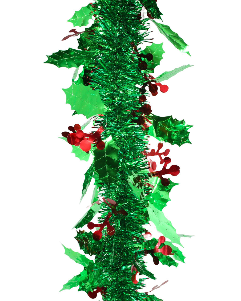 50m HOLLY Green Leaf Holly Tinsel with Red Berry 100mm wide