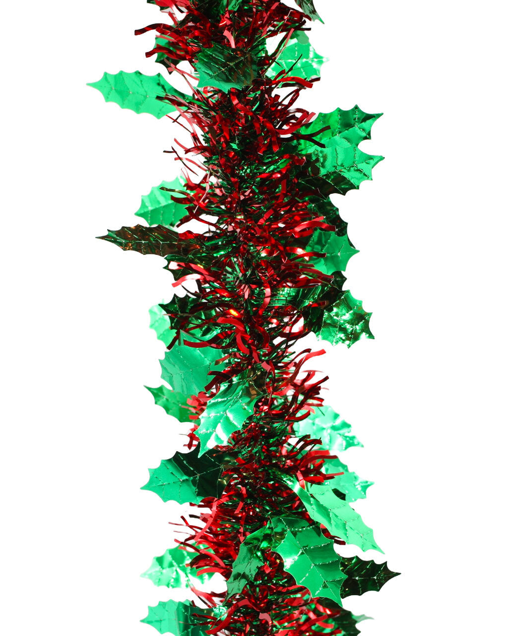 50m HOLLY Red Leaf with Red Green Tinsel 100mm wide