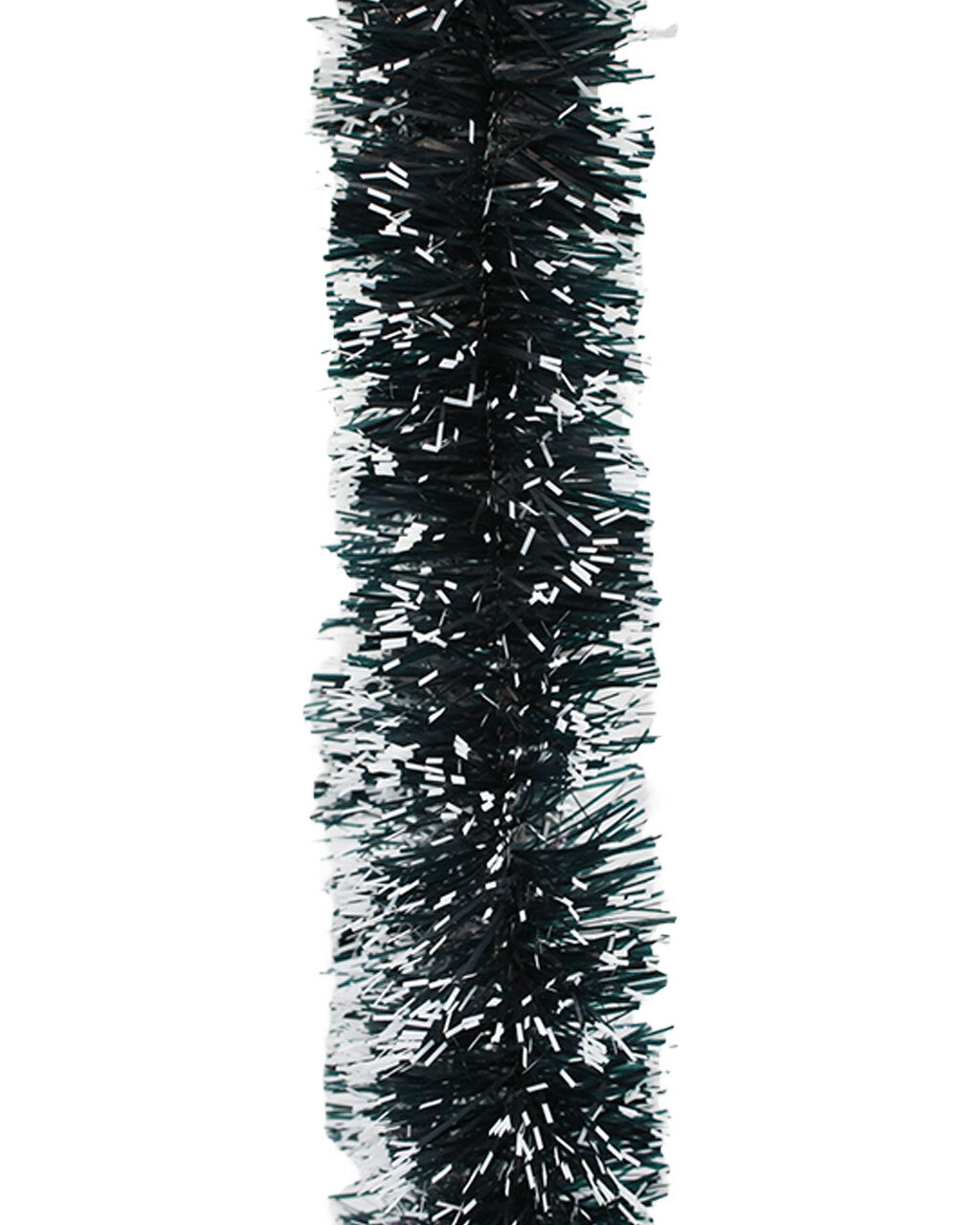 5m DARK GREEN WITH WHITE TIP Christmas Tinsel 75mm wide