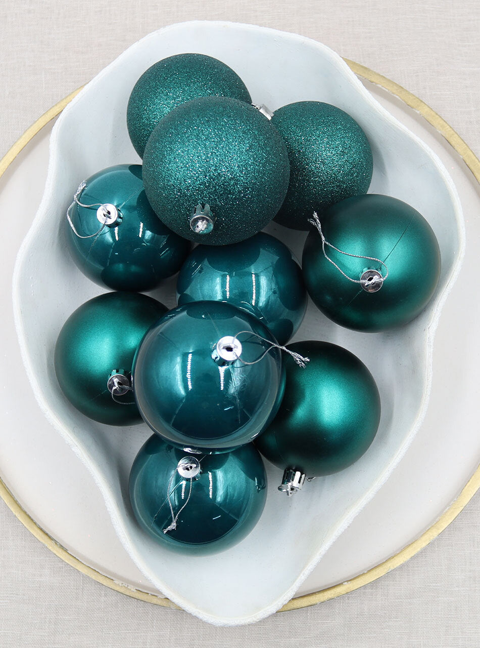 Dark Teal Christmas Baubles 80mm 24 & 48 Packs