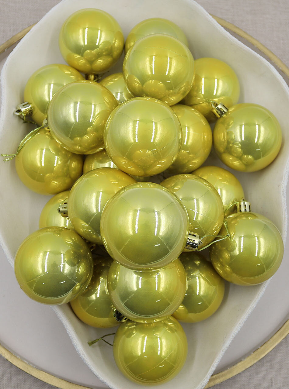 Gold Christmas Baubles 70mm Pearl 24 Pack