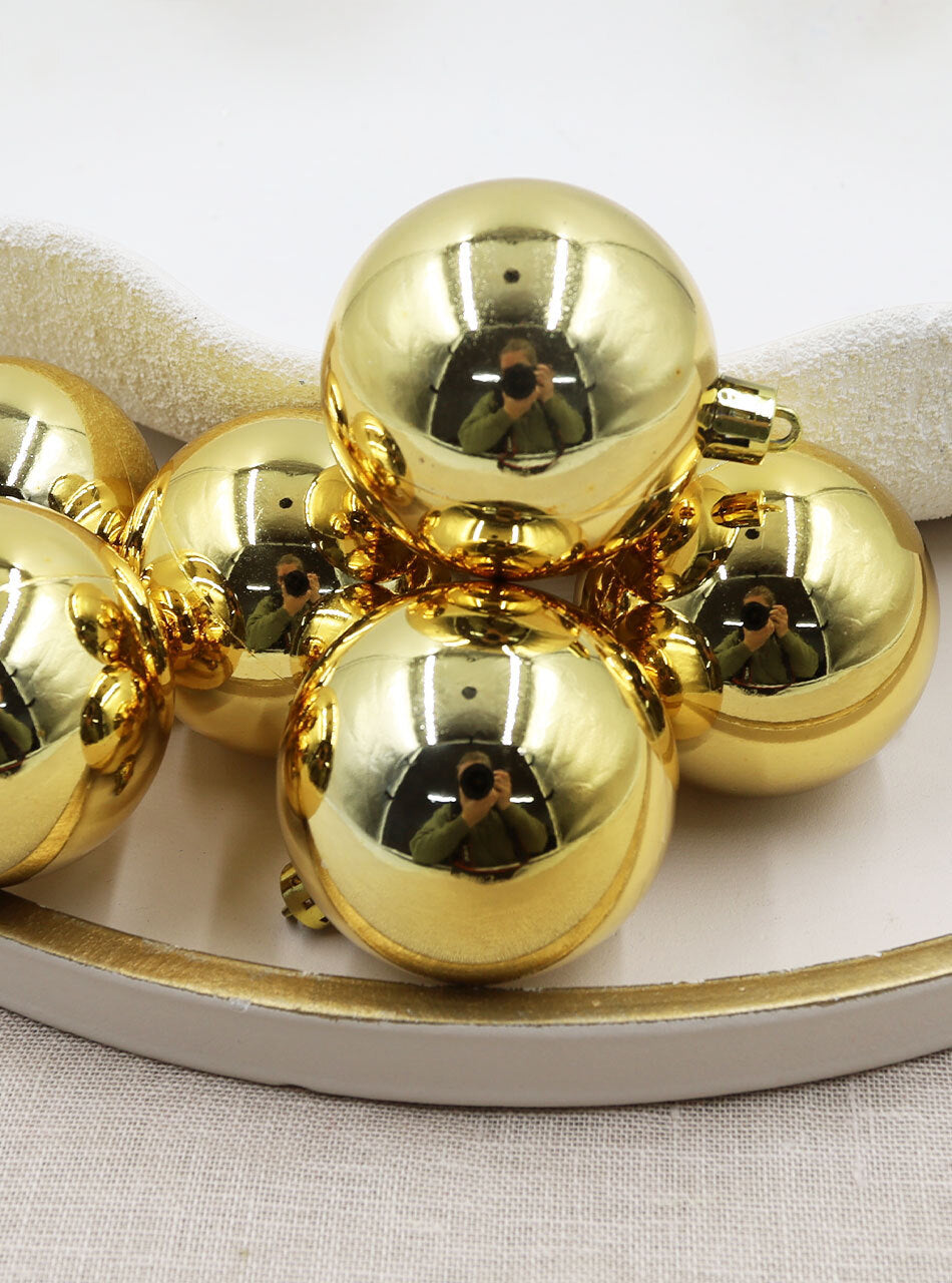 Christmas Baubles 60mm GOLD Gloss 24 and 48 Packs